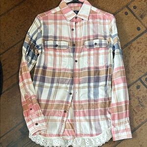 George Pink and Blue Plaid Button Down Shirt
